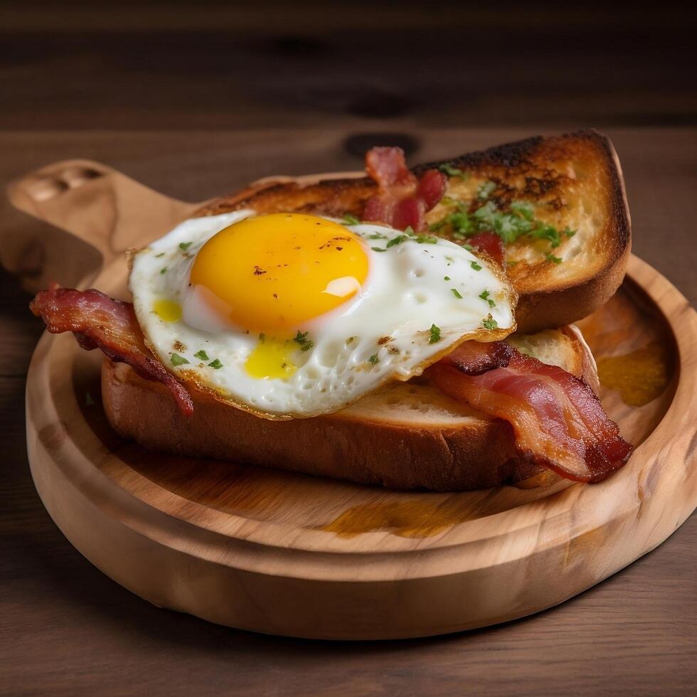 content bacon fried egg breakfast photo