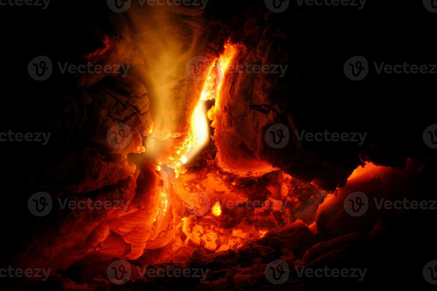 Fire flames and smoke from large logs close up grill background wood burning big size high quality instant print photo