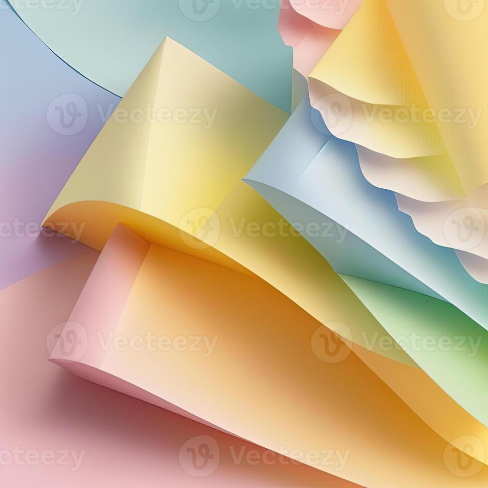 Wonderful Abstract Futuristic and 3D Paper Design Wallpaper in Pastel Gradient Colors. Technology. photo