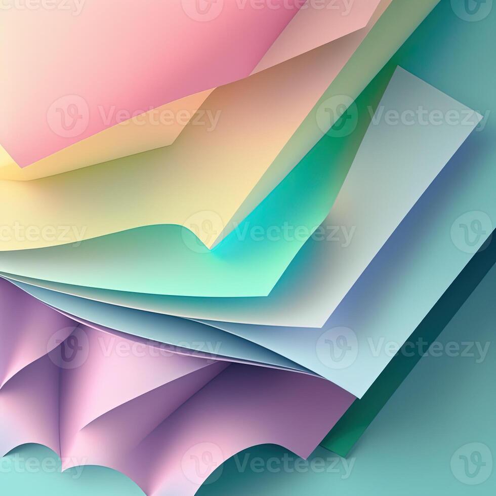 maravilloso resumen futurista y 3d papel diseño fondo de pantalla en pastel degradado colores. generativo ai tecnología. foto