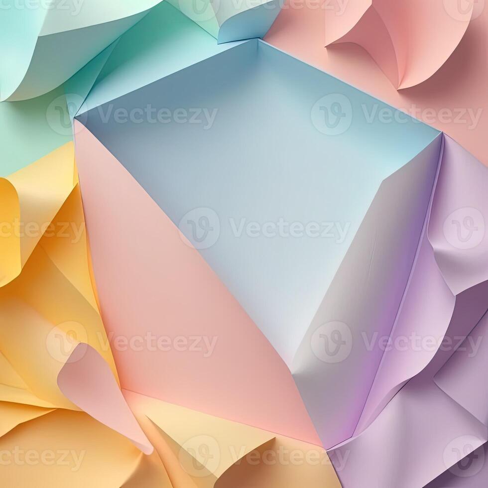 Wonderful Abstract Futuristic and 3D Paper Design Wallpaper in Pastel Gradient Colors. Technology. photo