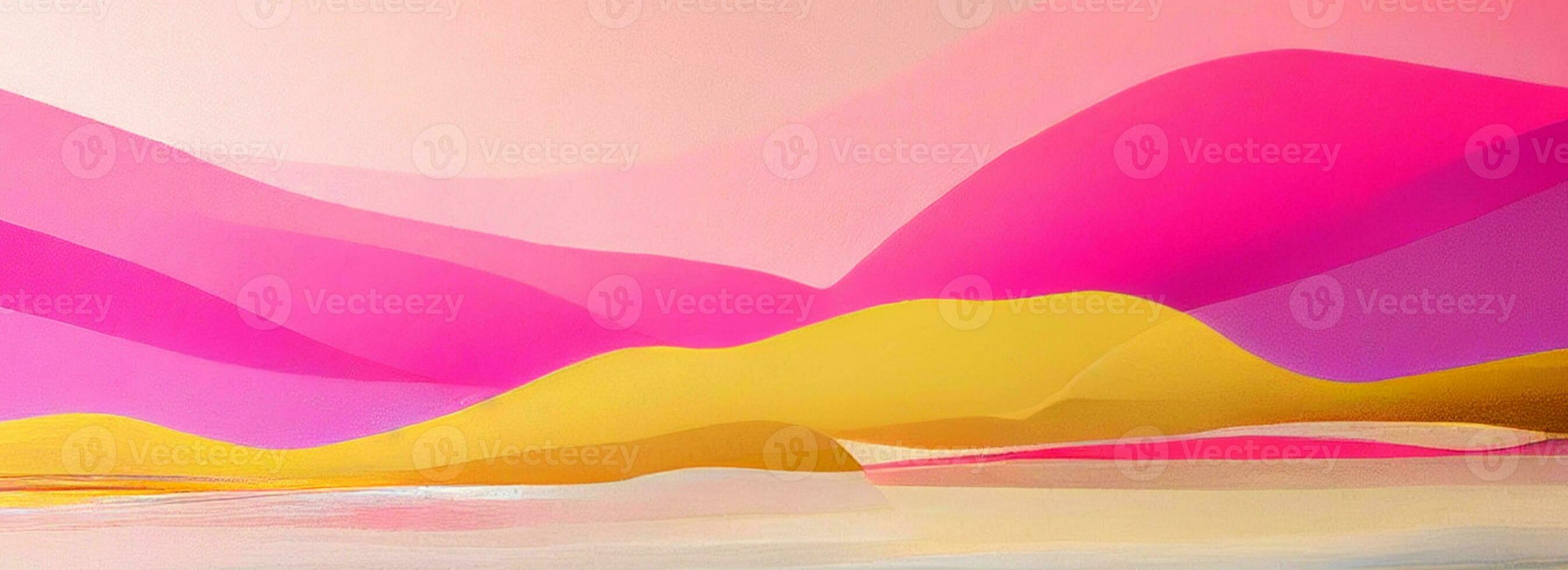 Multicolored Abstract Landscape Art Background With Waves Flowing. photo