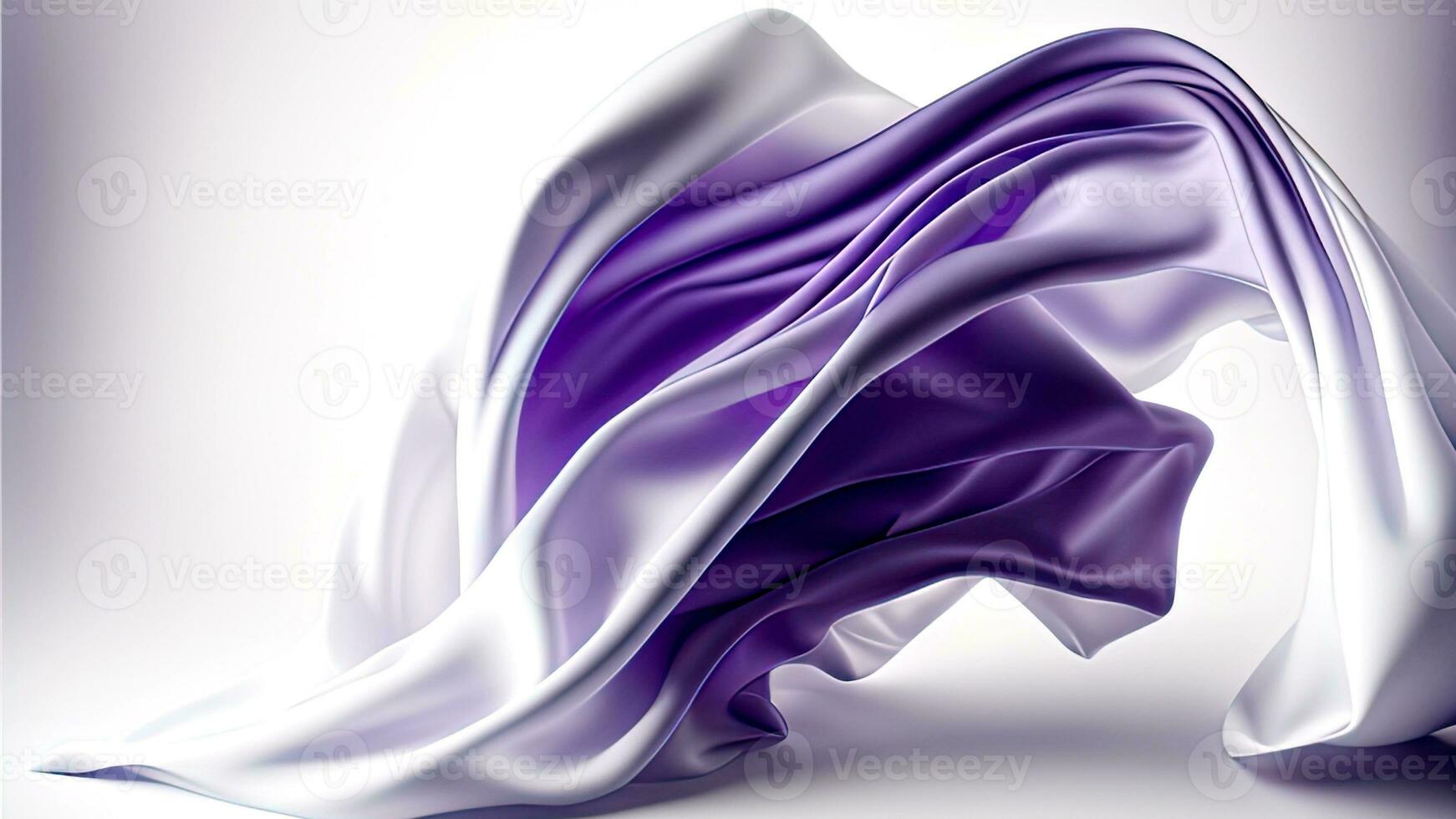 Pastel Purple And White Realistic Silk or Satin Fabric Background. photo