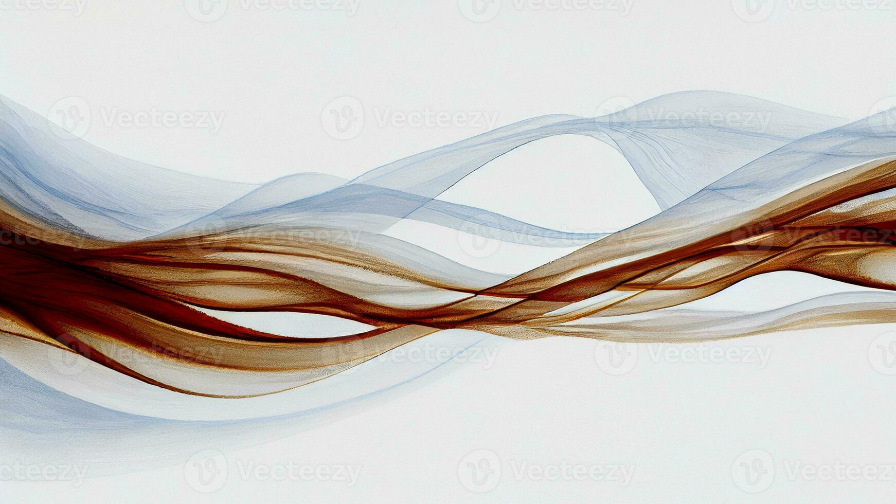 Blue And Bronze Abstract Smooth Wavy Motion Background. photo