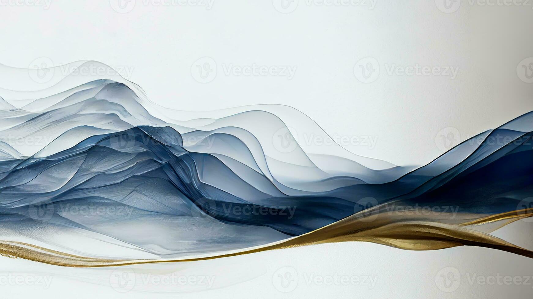 Blue And Golden Abstract Smooth Wavy Motion Background. photo