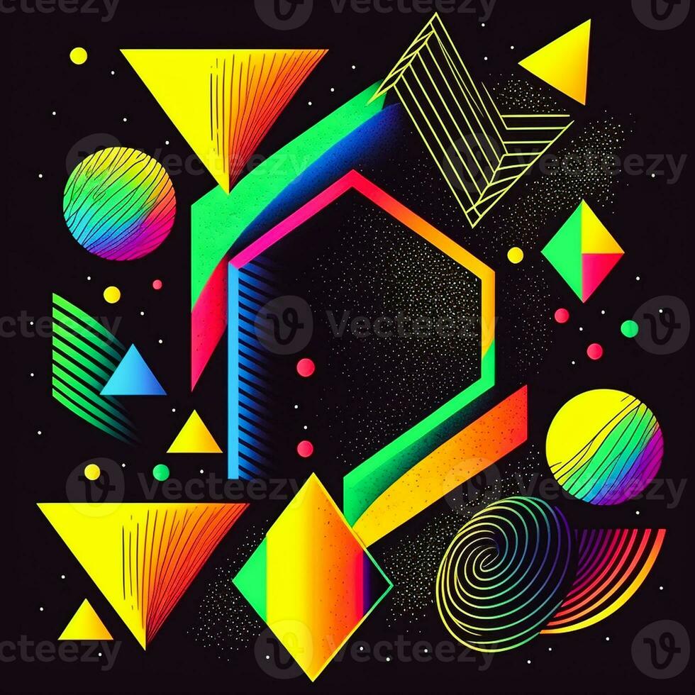 Colorful Abstract Geometric Elements Decorated Background. photo