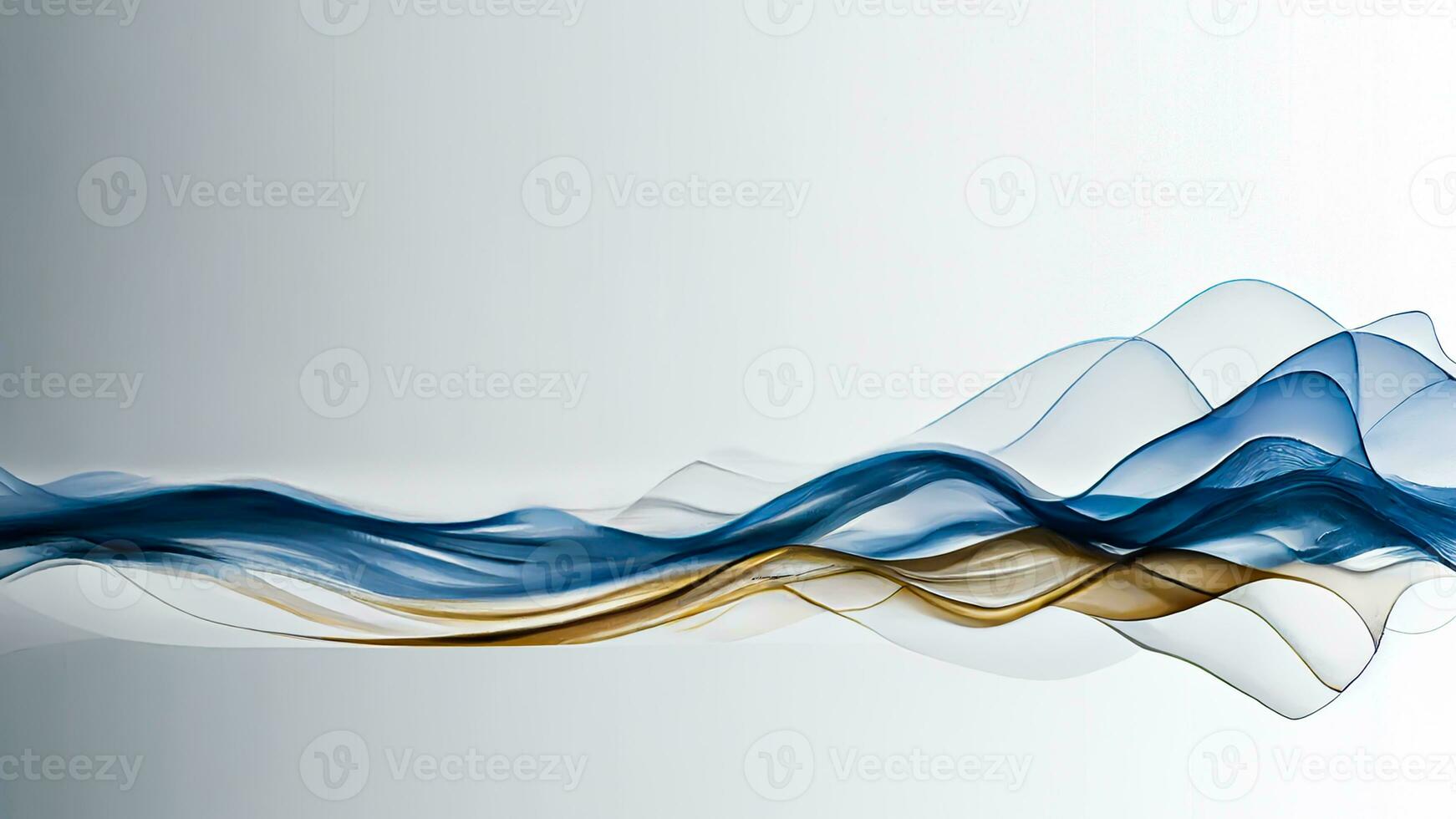 Blue And Golden Abstract Smooth Waves Movement Background. photo