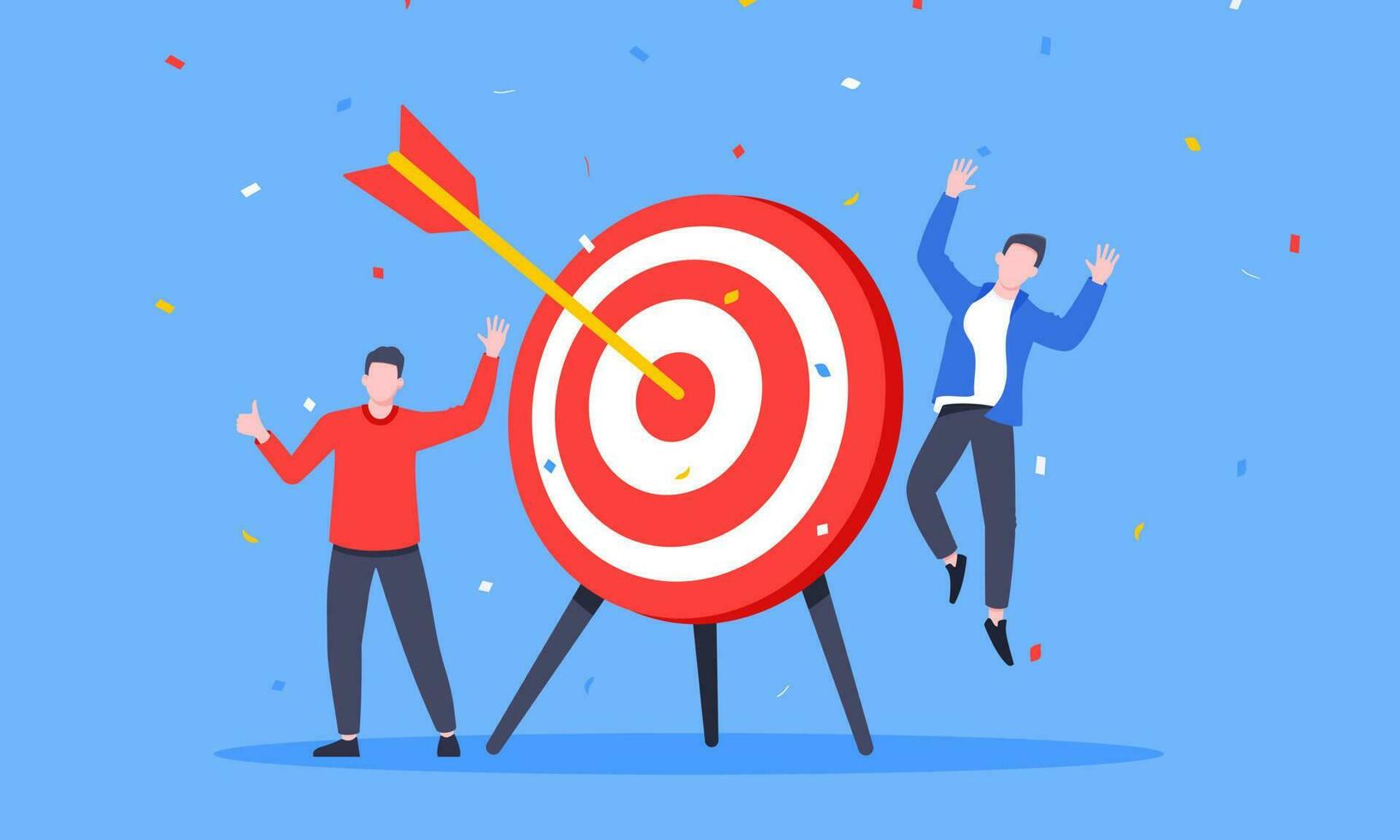 Goal achievement business concept sport target icon and arrow in the bullseye. vector