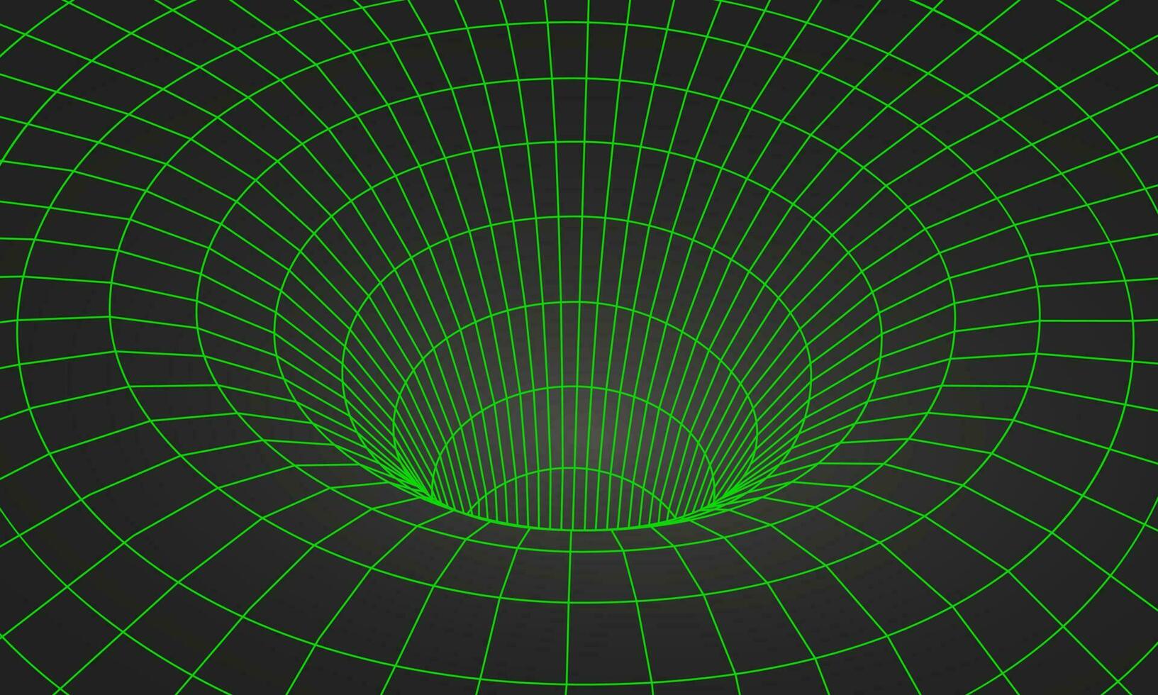 Wormhole geometric grid wireframe tunnel flat style design vector illustration.