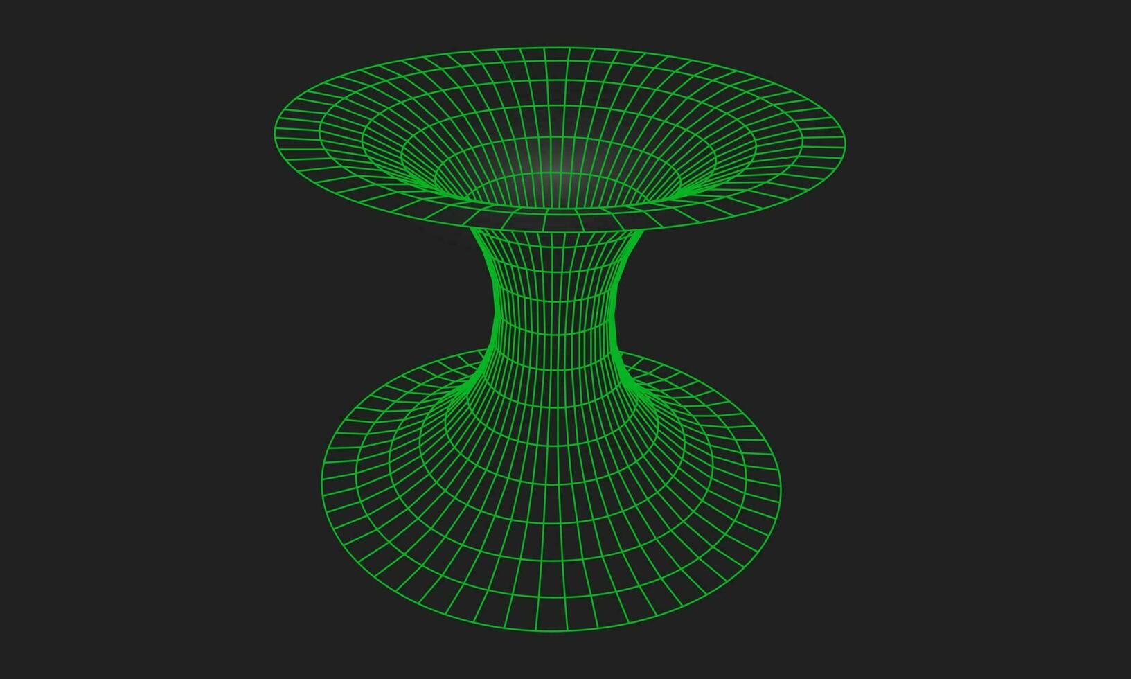 agujero de gusano geométrico cuadrícula estructura metálica túnel plano estilo diseño vector ilustración.