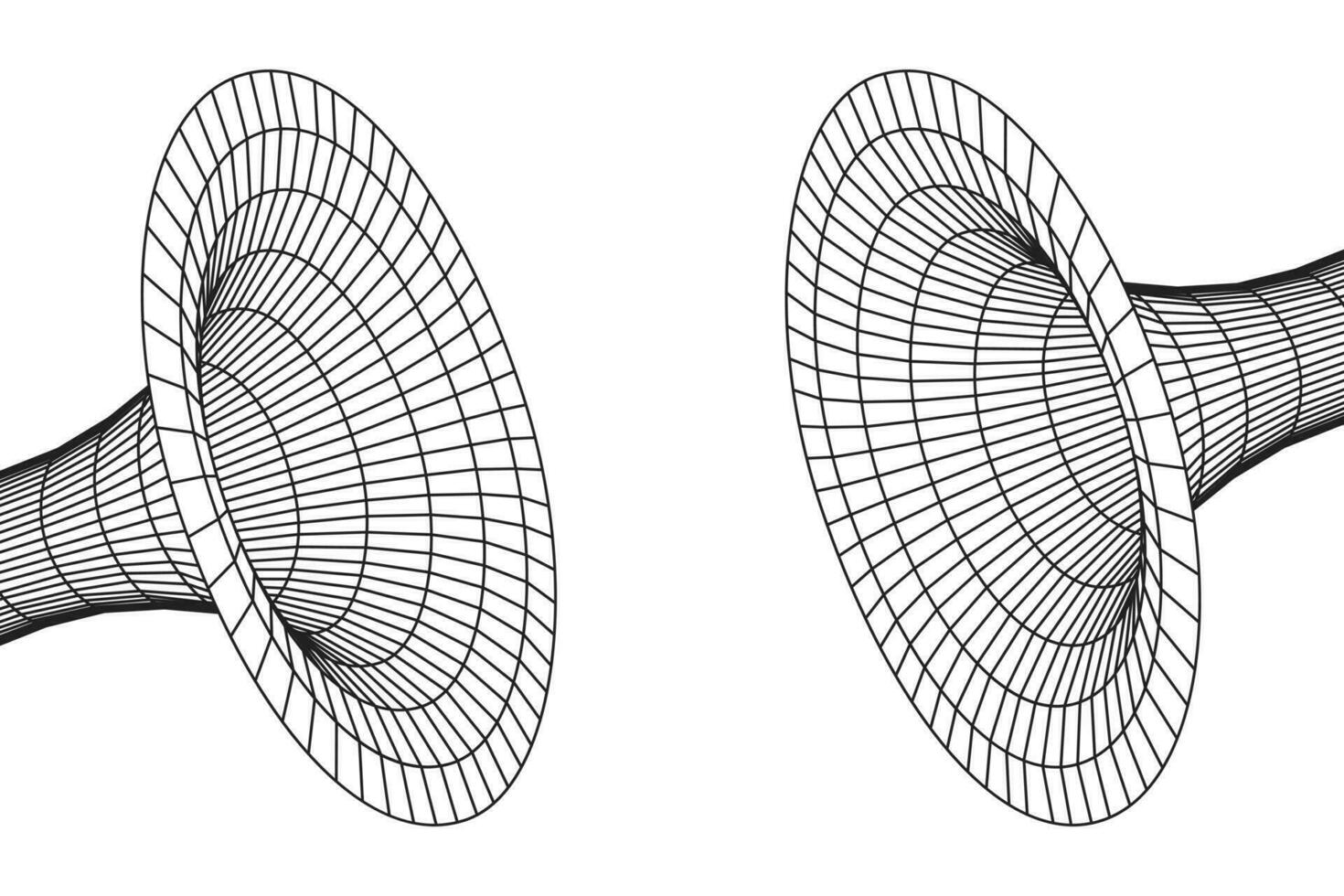 agujero de gusano geométrico cuadrícula estructura metálica túnel plano estilo diseño vector ilustración.