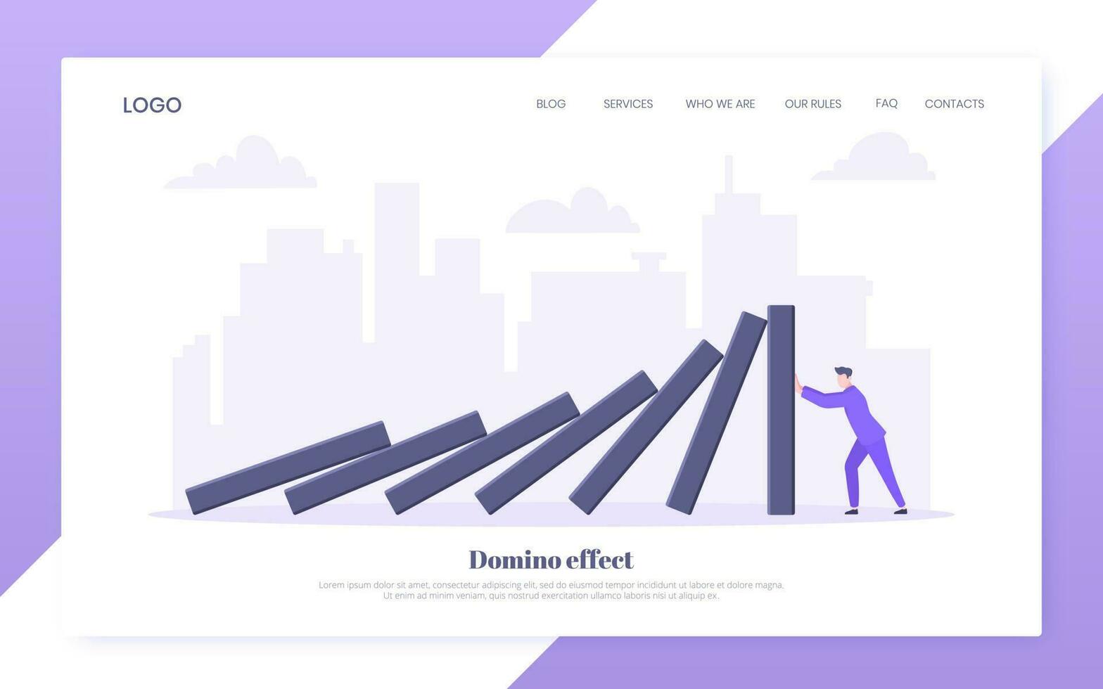 Domino effect business resilience metaphor vector illustration concept.