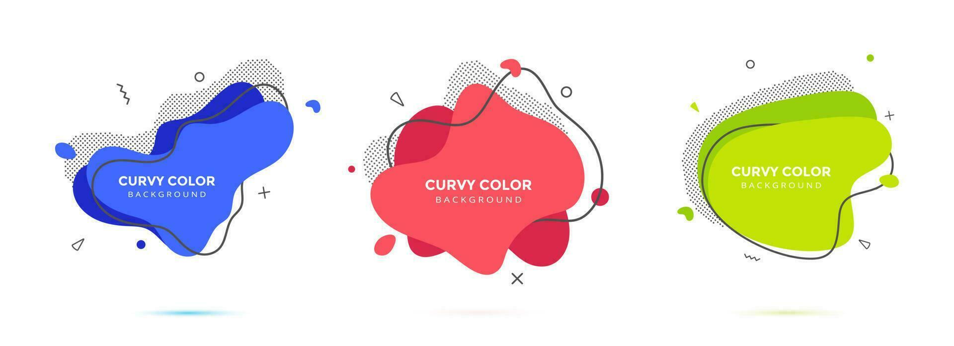 Modern liquid irregular amoeba blob shape abstract elements graphic flat style design fluid vector illustration set