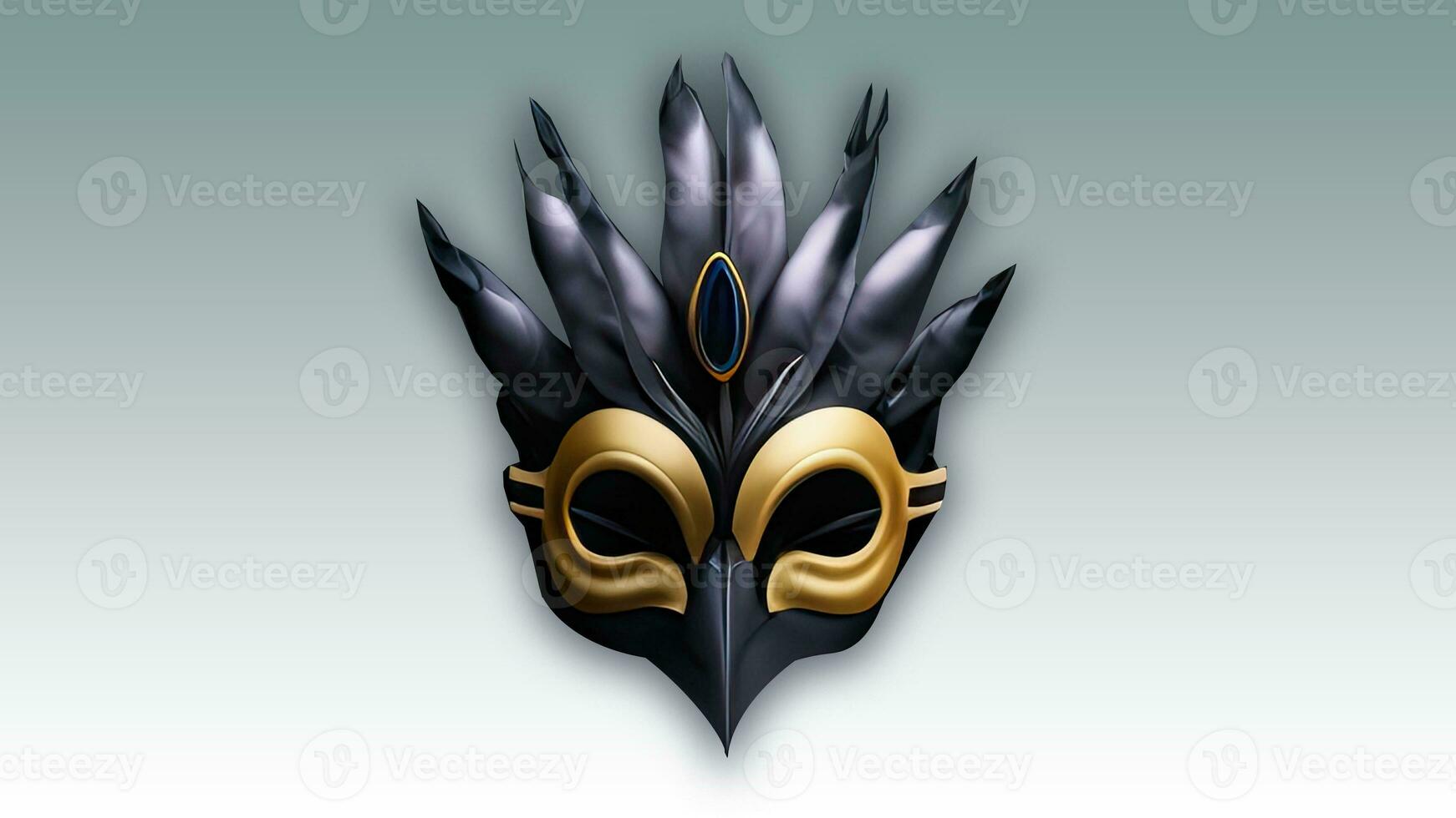 3D Render of Black And Golden Venetian Mask Against Background With Copy Space. Carnival Concept. photo