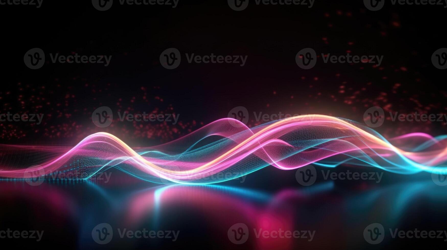 Futuristic abstract background with pink and blue glowing light neon moving high speed wave lines on black background. photo