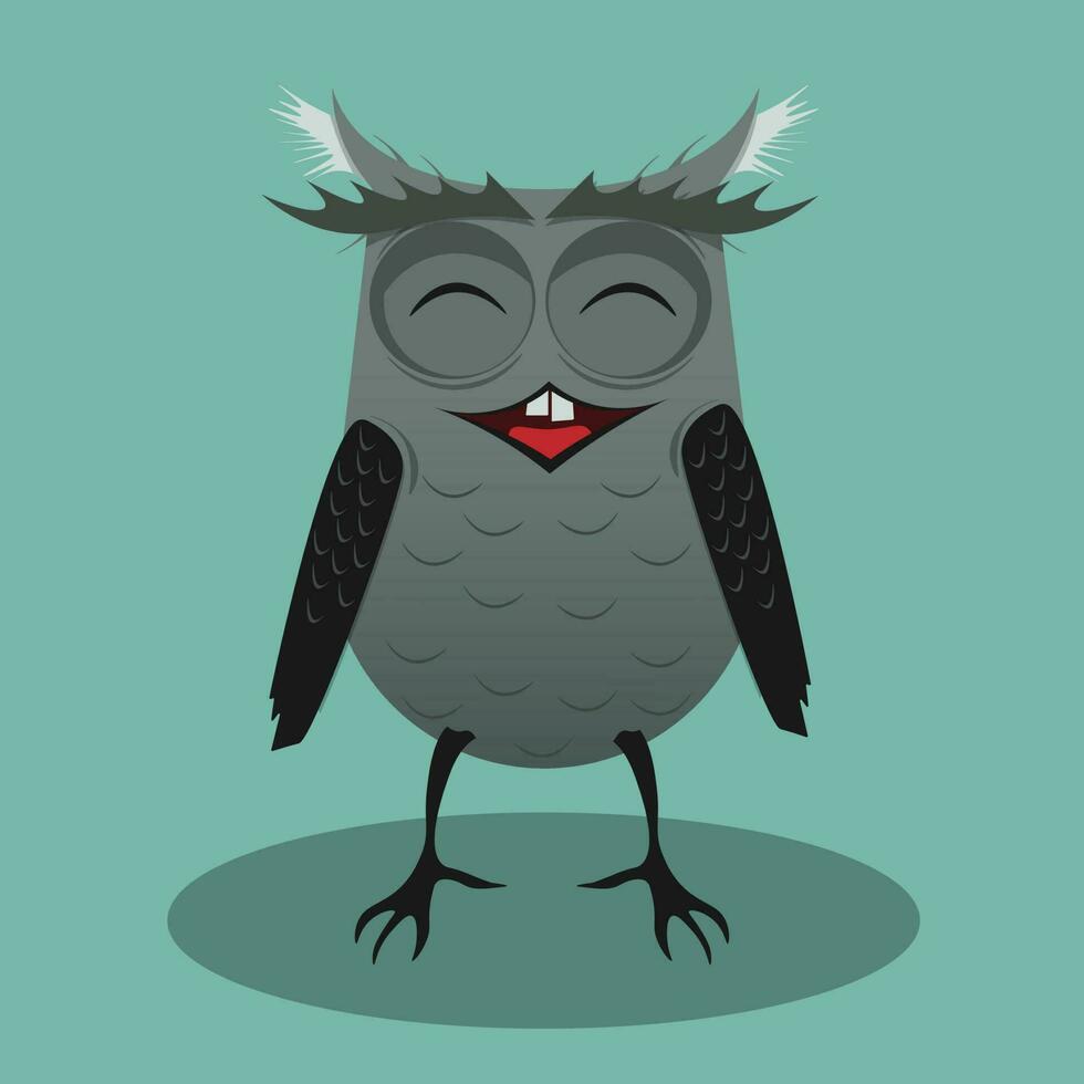 Cute happy baby owl mascot kawaii cartoon bird illustration vector