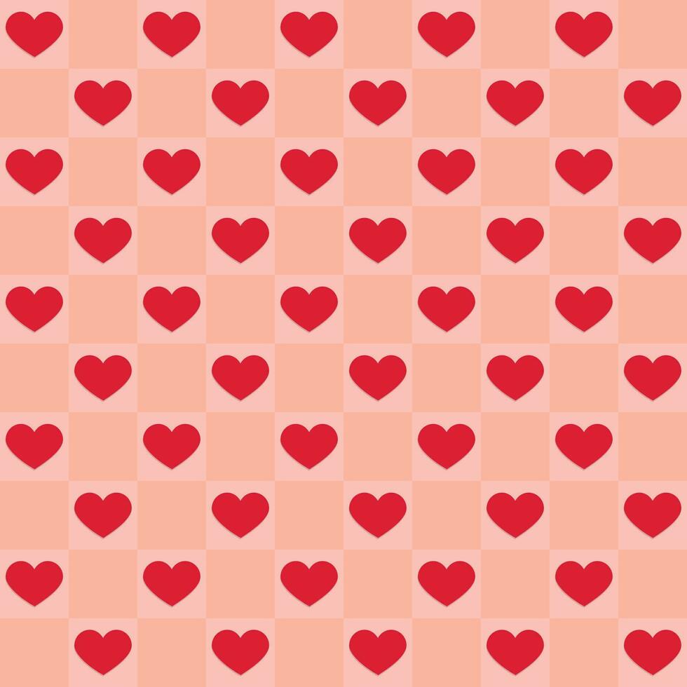 Hand drawn hearts chessboard background. Seamless pattern for Valentine's Day. Vector illustration.