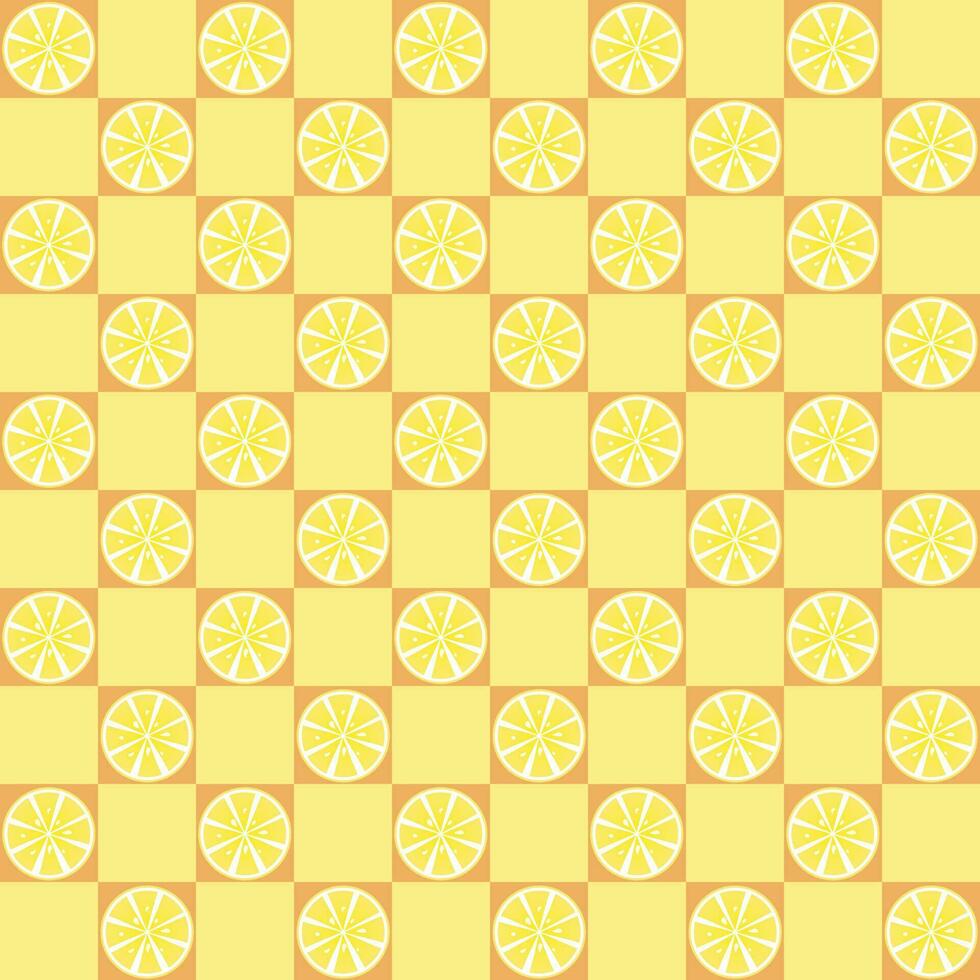 seamless pattern with lemon slices on chessboard for banners, cards, flyers, social media wallpapers, etc. vector