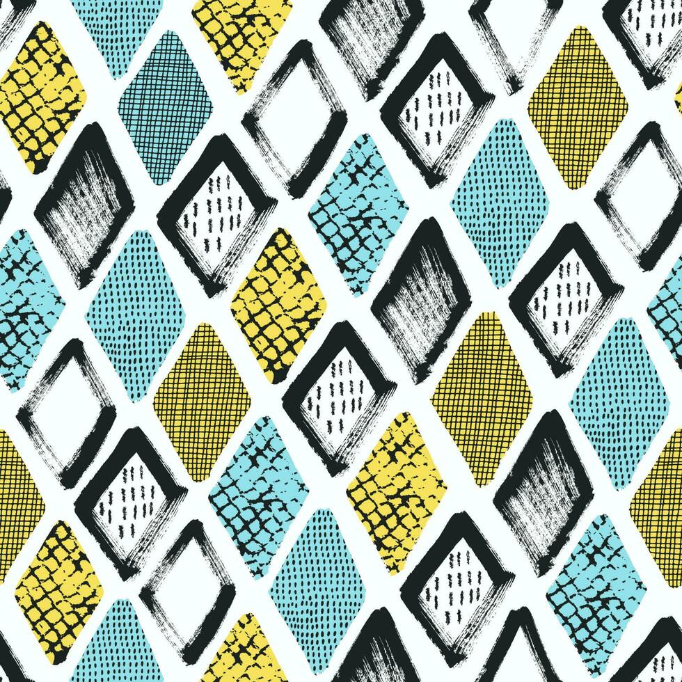 Hand drawn rhombus seamless pattern. Surface modern design. vector
