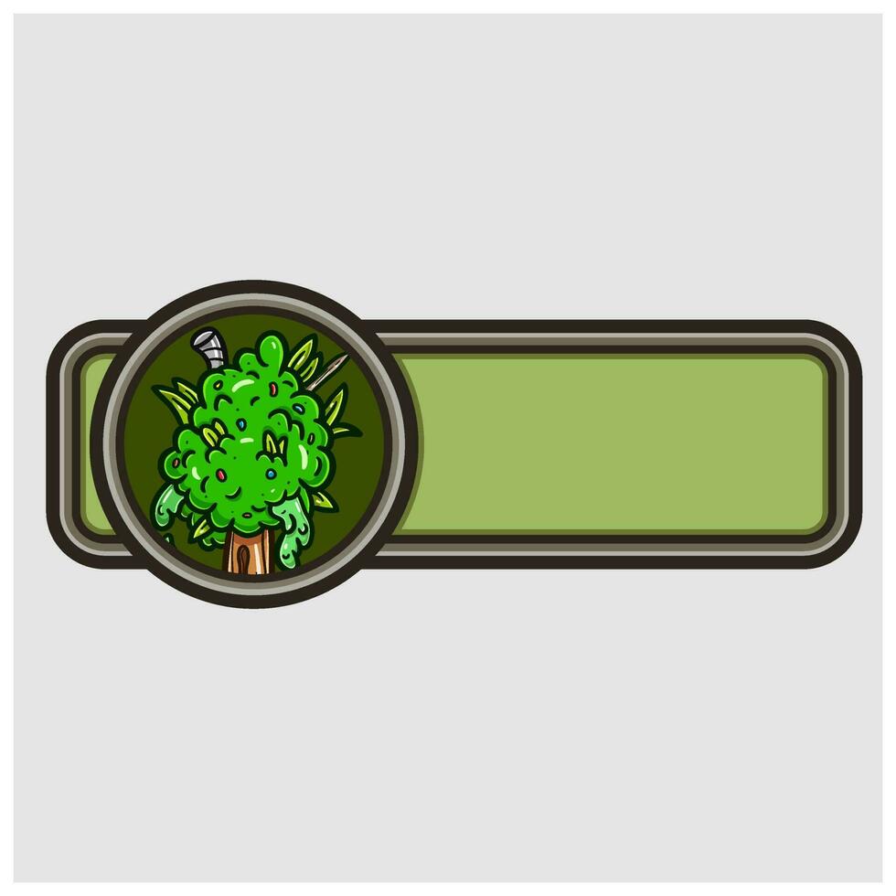 Cartoon Mascot of Weed Bud Ice Cream Stick Logo With Copy Space Labels. vector