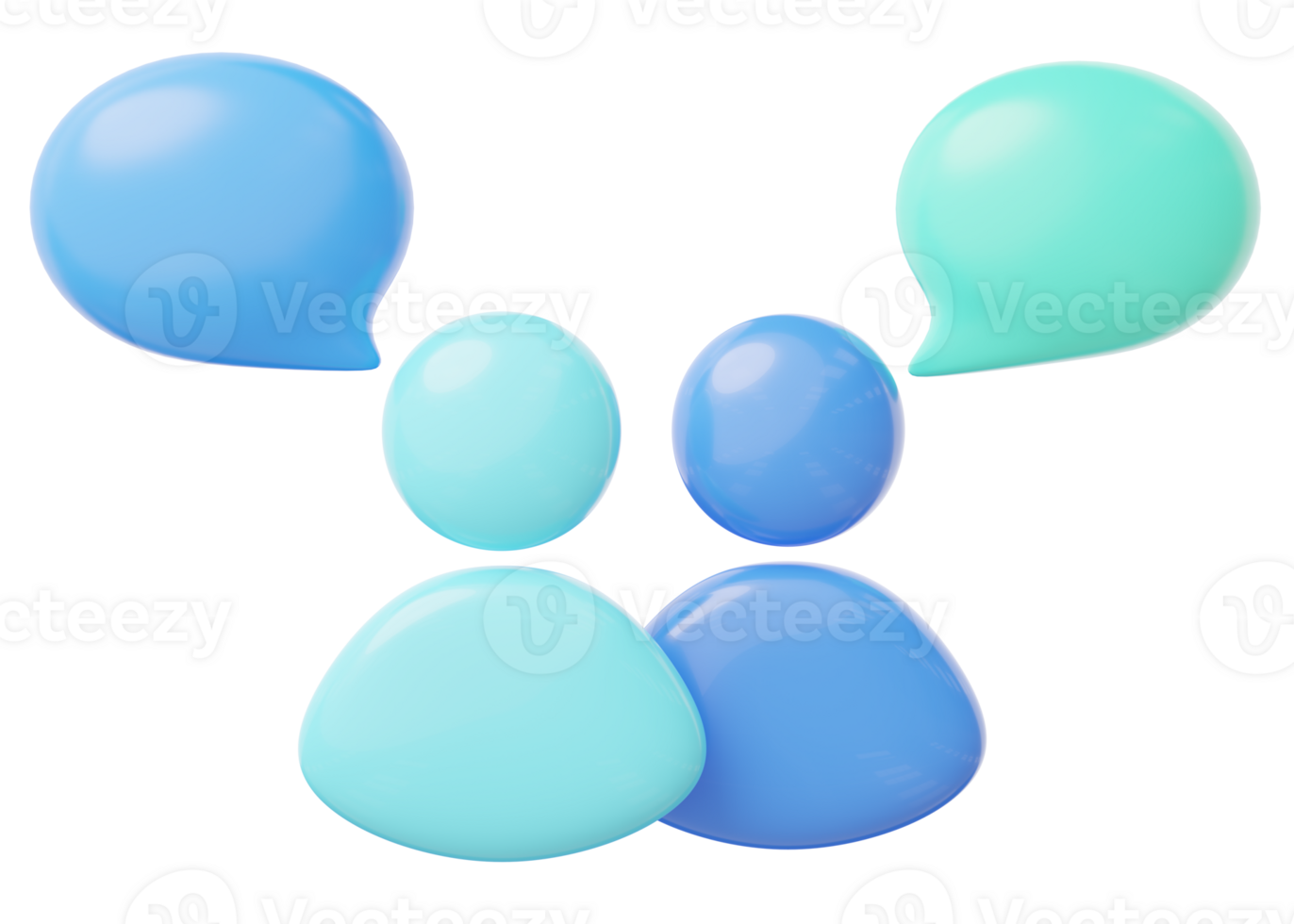 3d gens discours ballon icône. brillant bavarder bulle symbole sur transparent. social médias messages boîte. commentaire texte nuage pour site Internet. parler en ligne soutien concept. dessin animé icône minimal lisse. 3d rendre. png