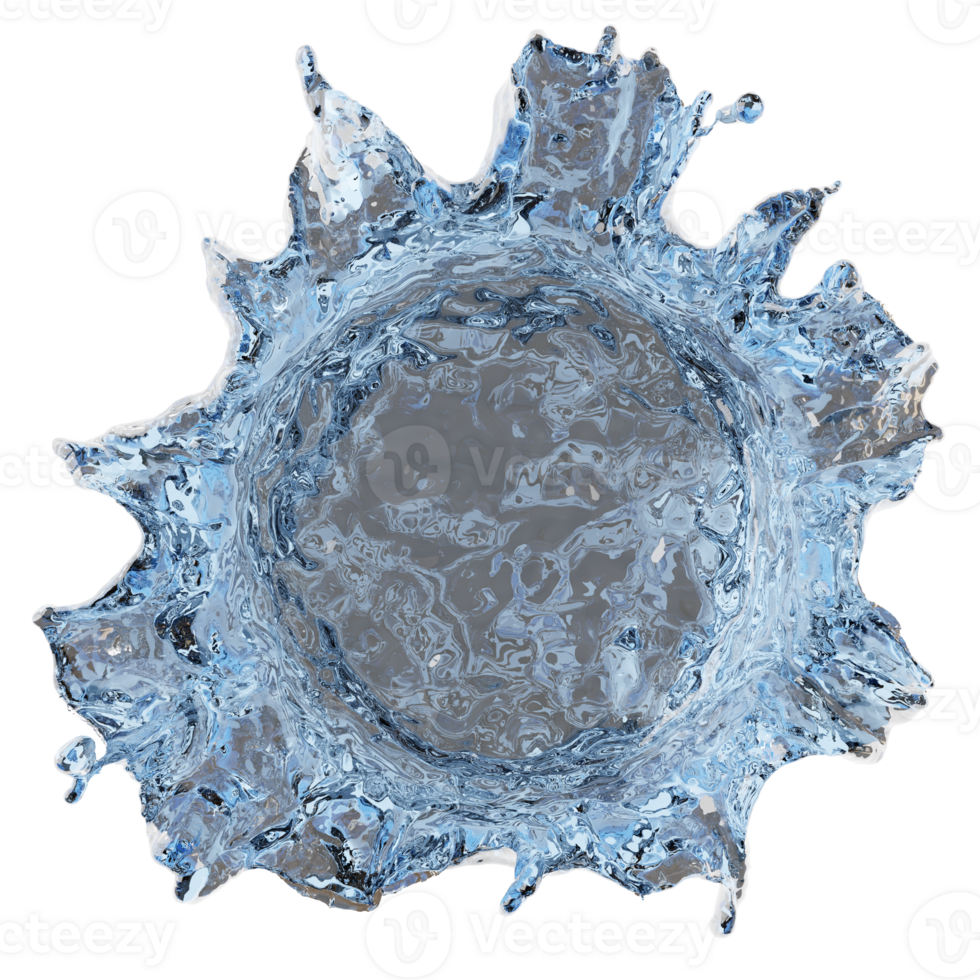 azul agua chapoteo ondas circulo aislado en transparente. dinámica movimiento de líquido. realista puro líquido elementos efecto para beber, bebida, limpieza productos publicidad. 3d representación ilustración. png