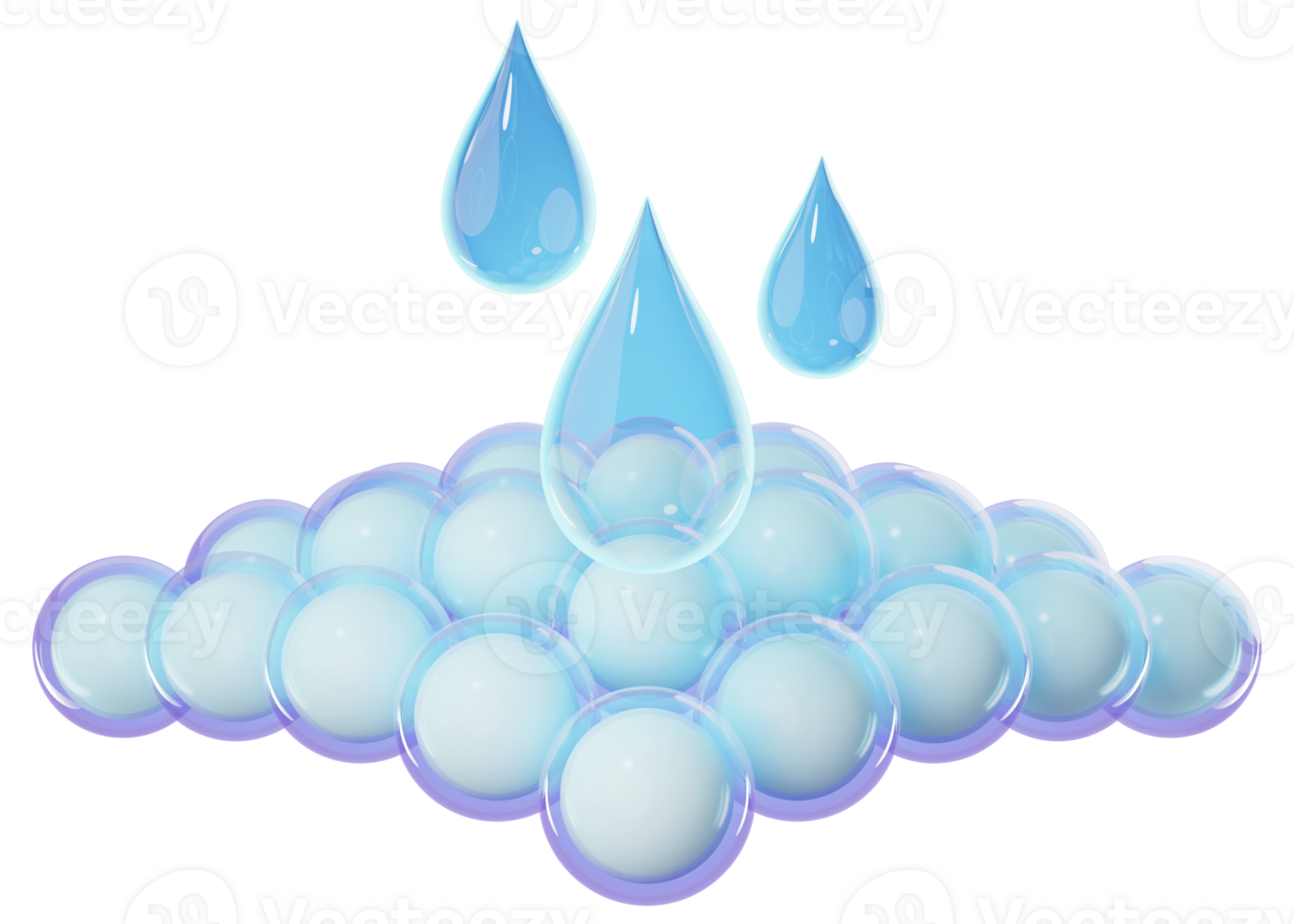 3D power dry icon. Water drop fall into blue desiccant. Close up materials of moisture absorbing fiber sheets. Odor materials for baby, adult diapers, sanitary pad, absorbent pad advertise. 3d render. png