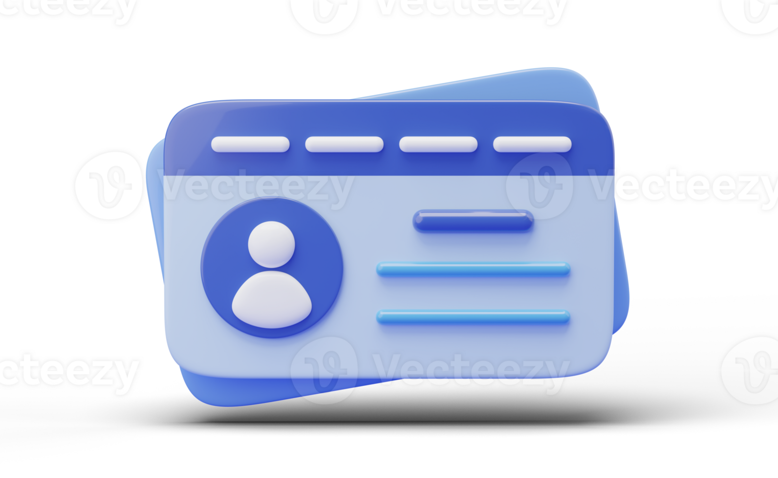 3d Id card icon. Identification card floating isolated on transparent Plastic identity verification card. human resources,  driver license, verify identity concept. 3d rendering. png