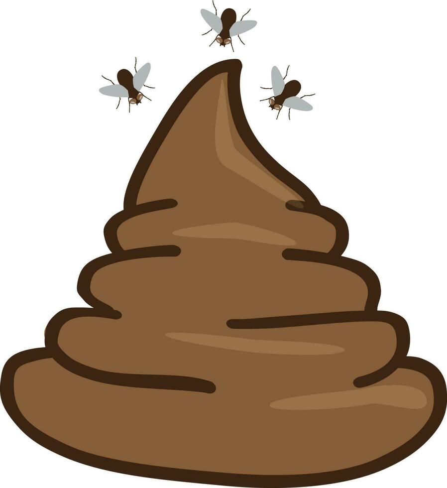 Turd with flies for decoration. vector