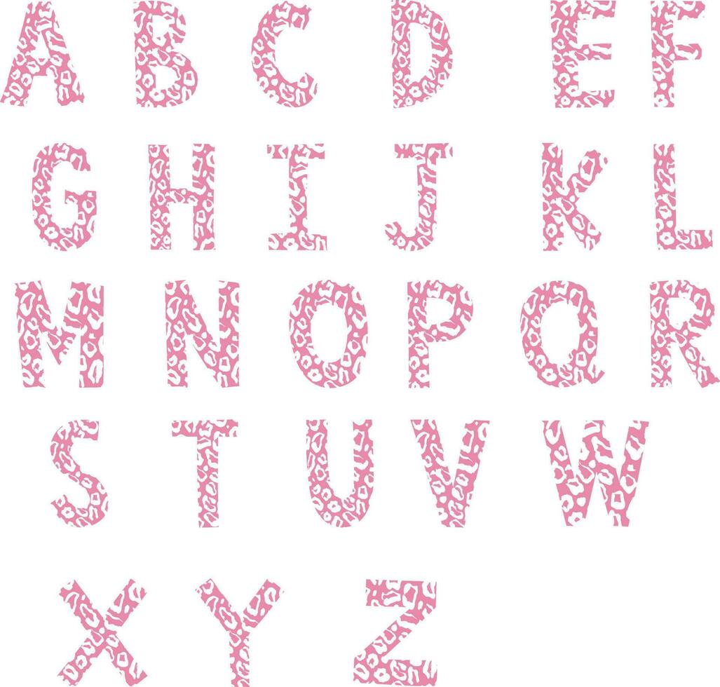 Alphabet pink leopard background pattern. vector