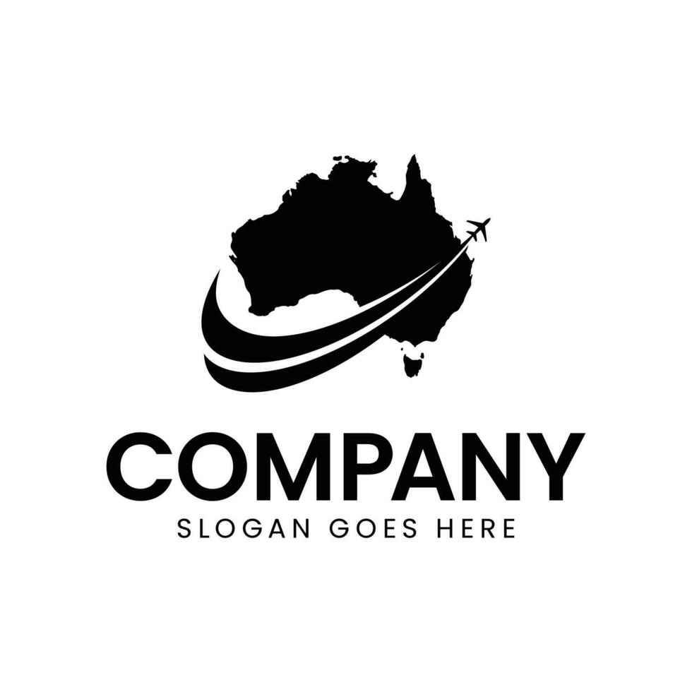aviation logo with a depiction of an airplane passing over the map vector