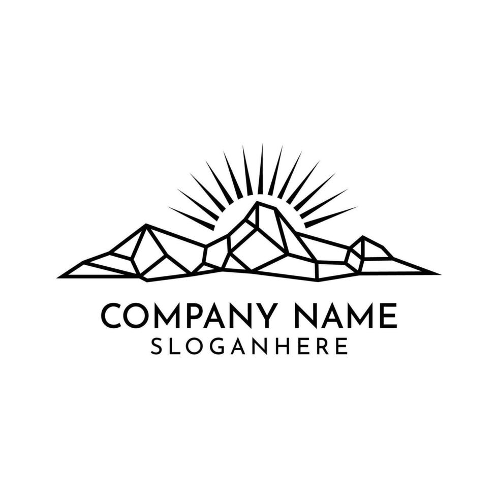geometric design a modern and minimalist logo mountain line vector