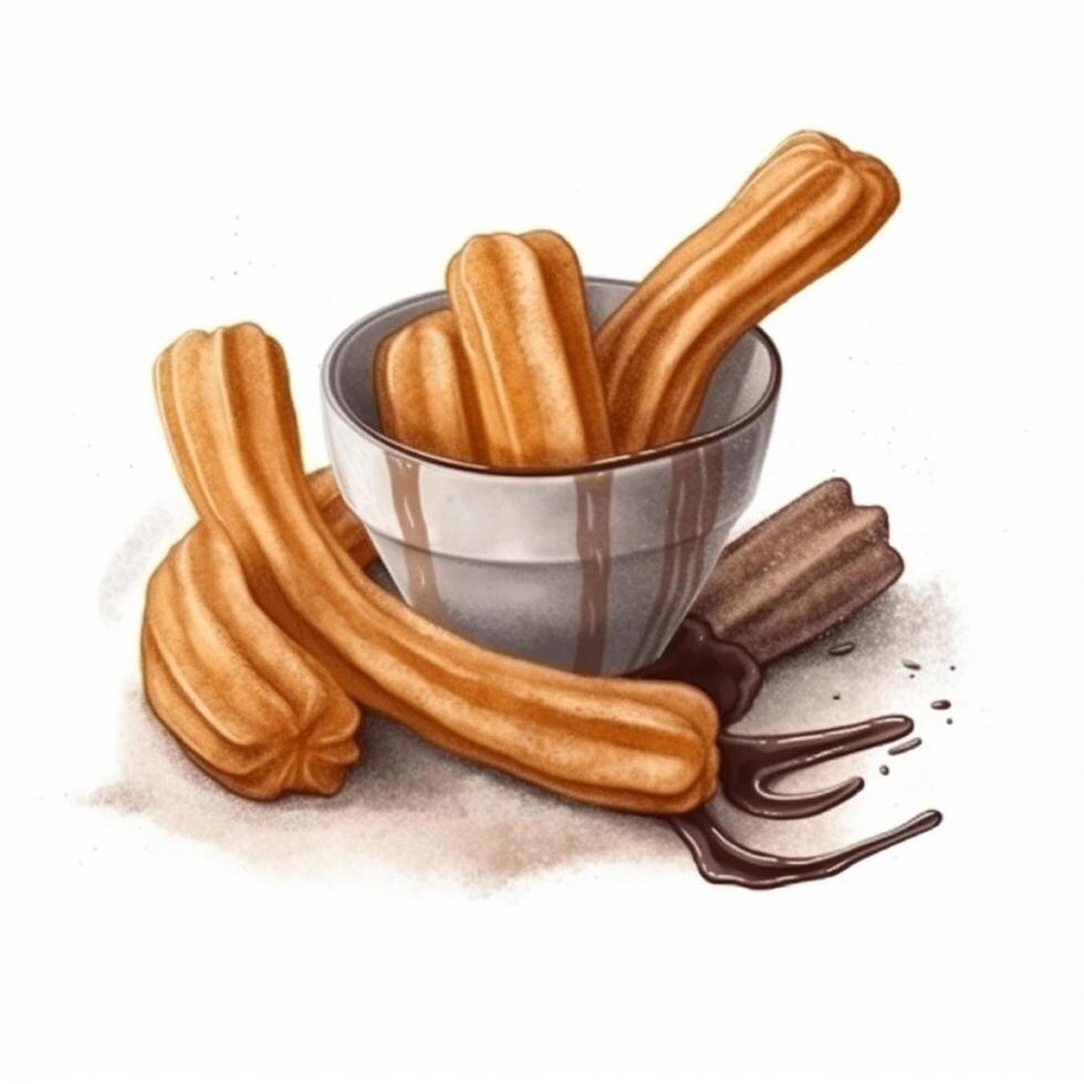 Churro is a Spanish snack made from fried dough dough, . photo