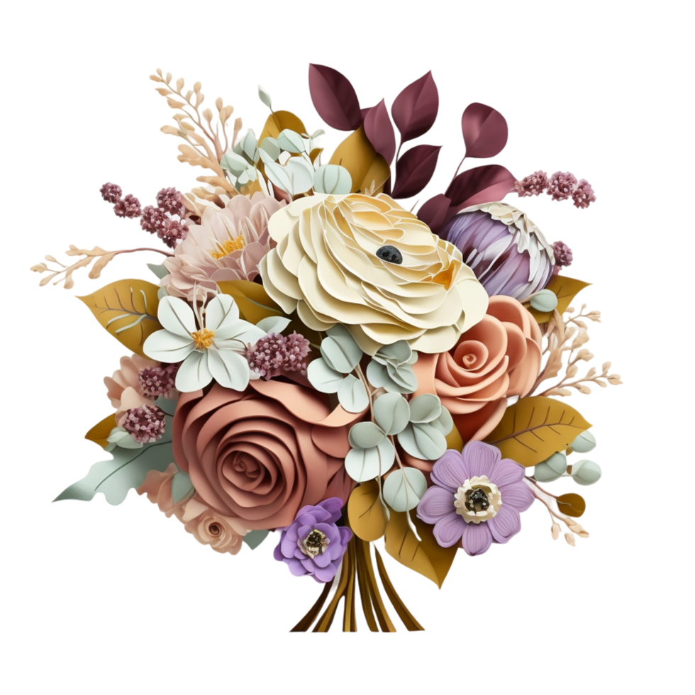 Beautiful Bouquet Of Flowers In Water Colors Style. png