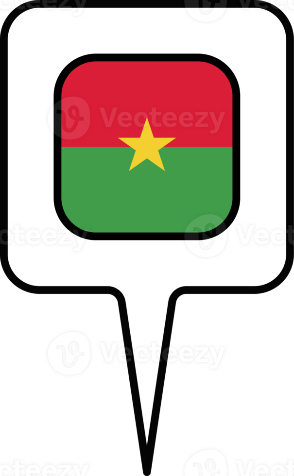Burkina Faso flag Map pointer icon, square design. png