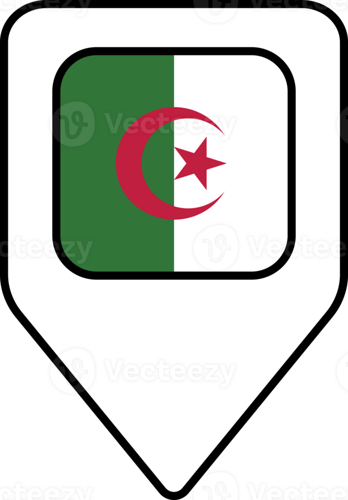 Algeria flag map pin navigation icon, square design. png