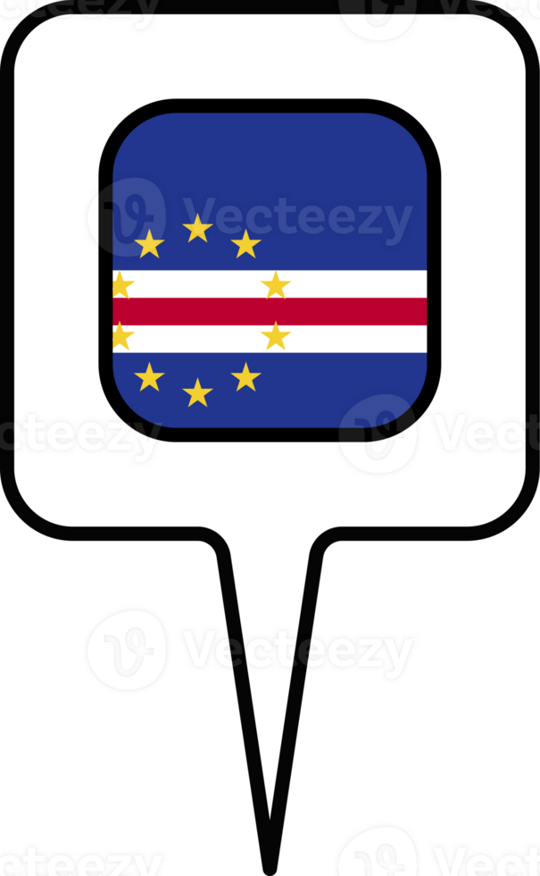 Cape Verde flag Map pointer icon, square design. png