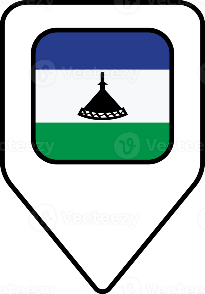 Lesotho flag map pin navigation icon, square design. png