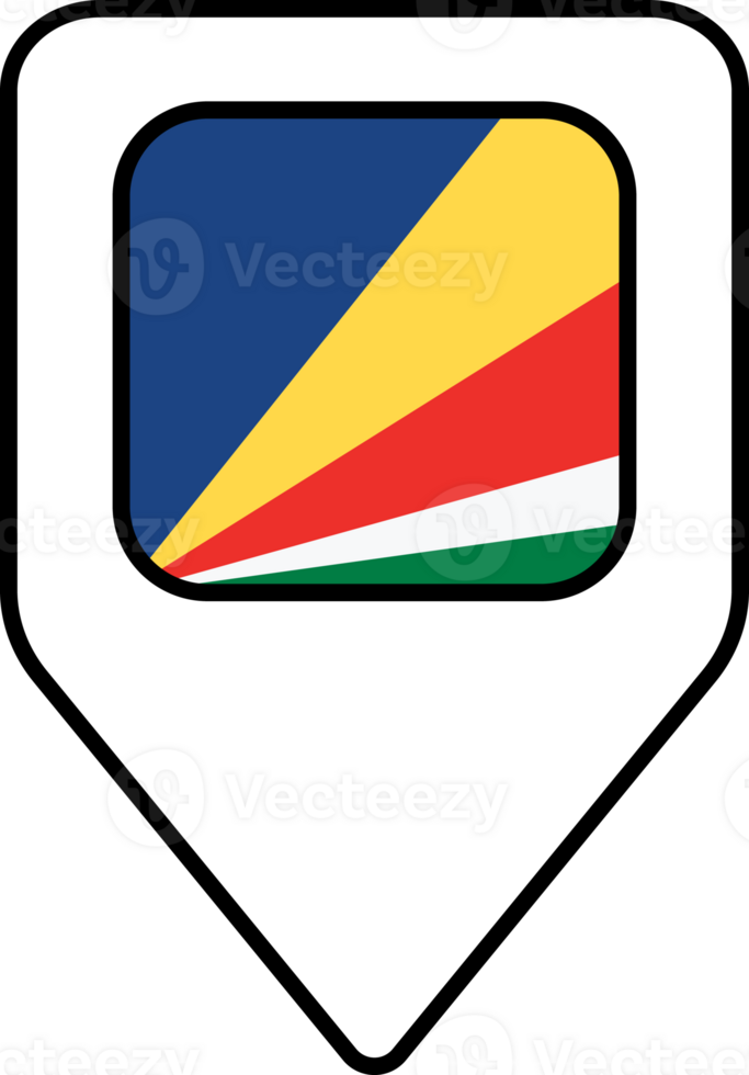 Seychelles flag map pin navigation icon, square design. png