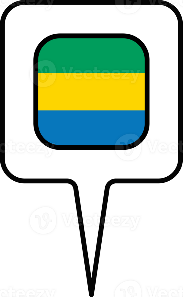 Gabon flag Map pointer icon, square design. png
