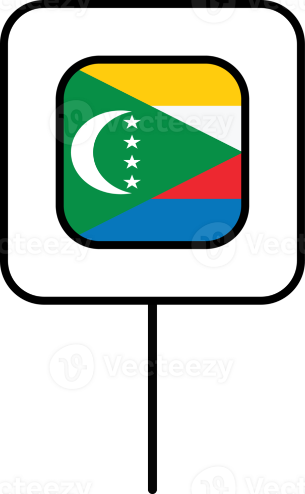 Comoros flag square pin icon. png