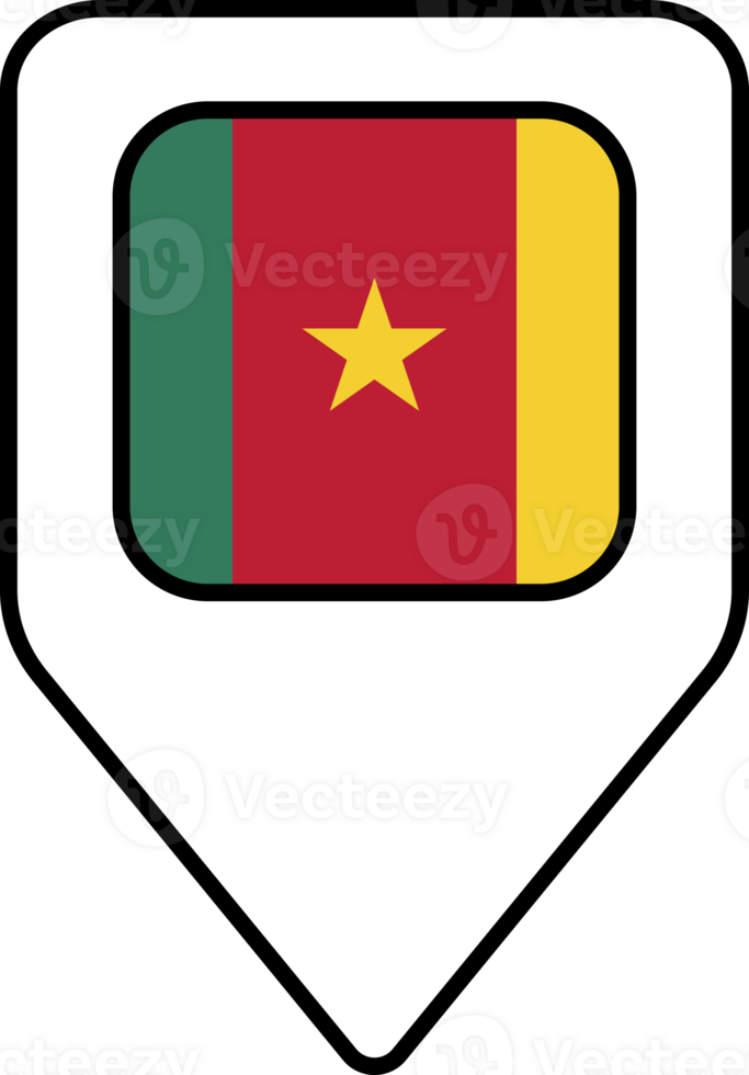 Cameroon flag map pin navigation icon, square design. png