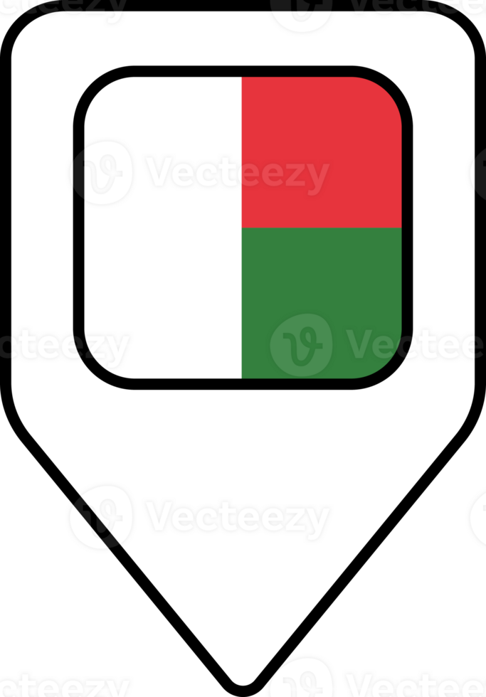 Madagascar flag map pin navigation icon, square design. png