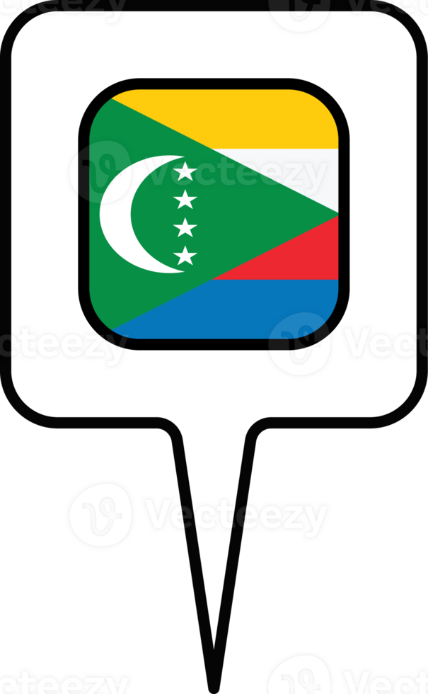 Comoros flag Map pointer icon, square design. png