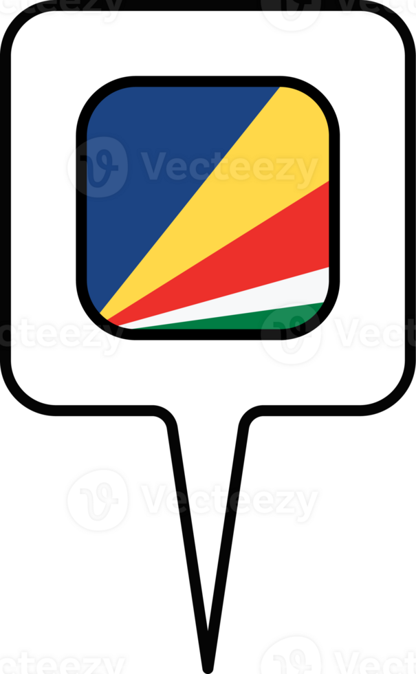 Seychelles flag Map pointer icon, square design. png
