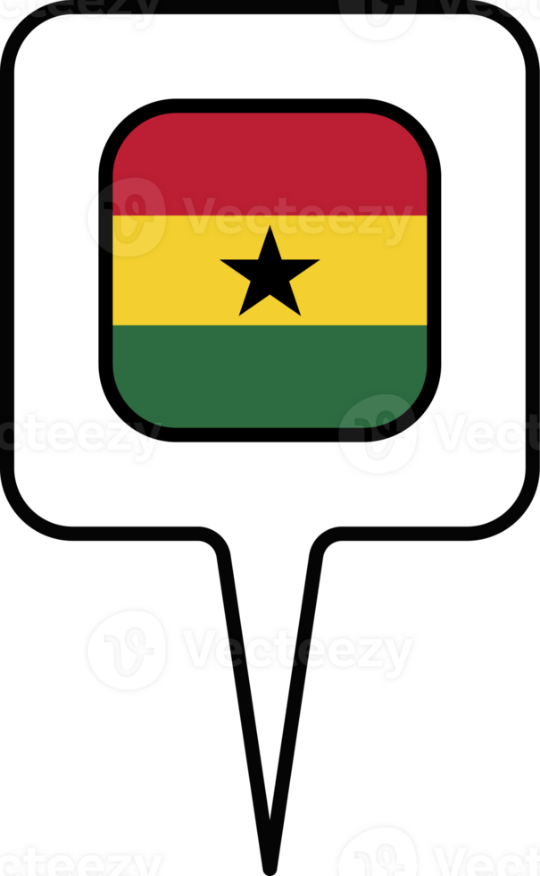 Ghana flag Map pointer icon, square design. png