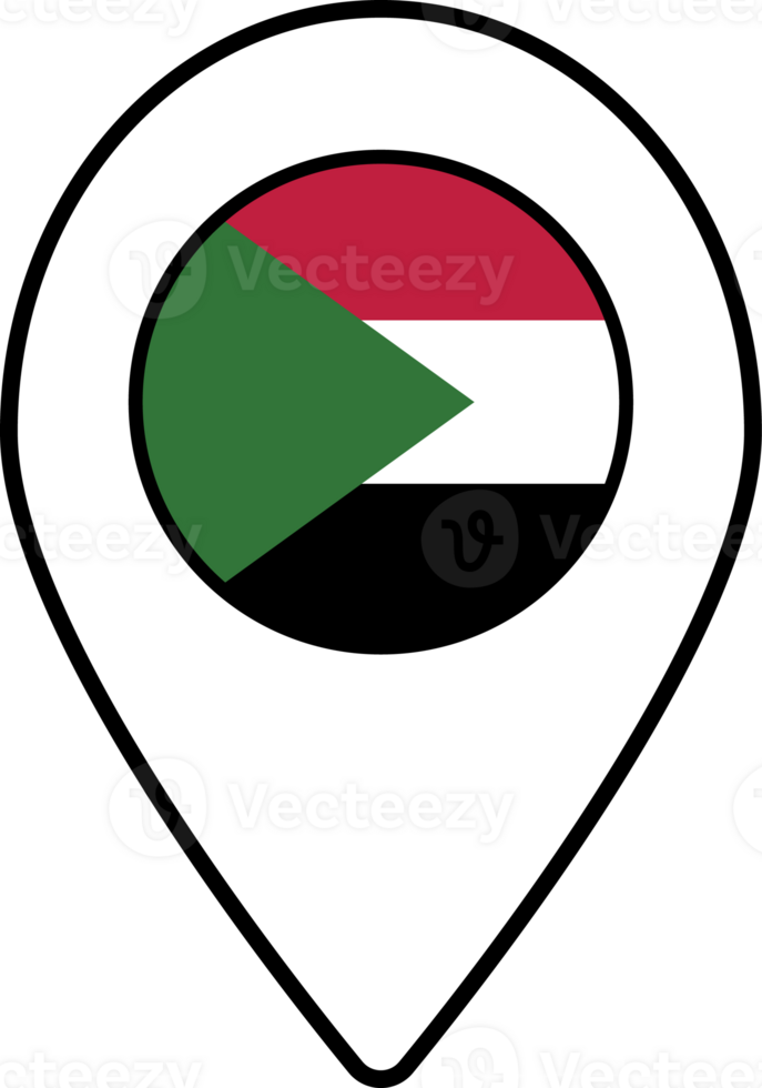 Sudan flag map pin navigation icon. png