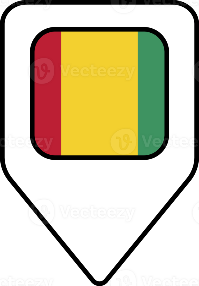 Guinea flag map pin navigation icon, square design. png