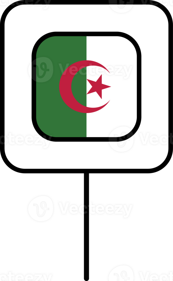 Algeria flag square pin icon. png