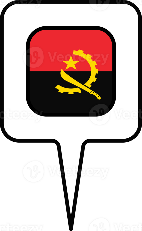 Angola flag Map pointer icon, square design. png